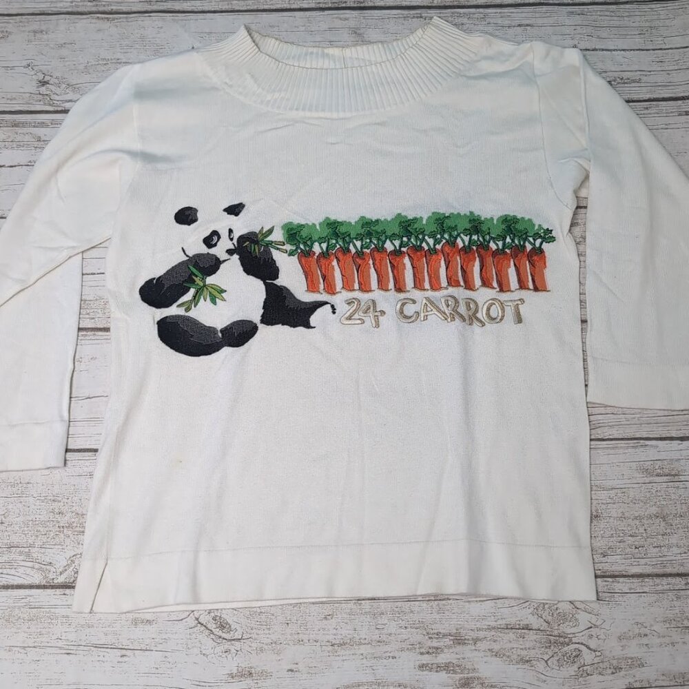 Vintage 1992 Iceberg Embroidered Sweater Panda & 24 Carrot Made In Italy